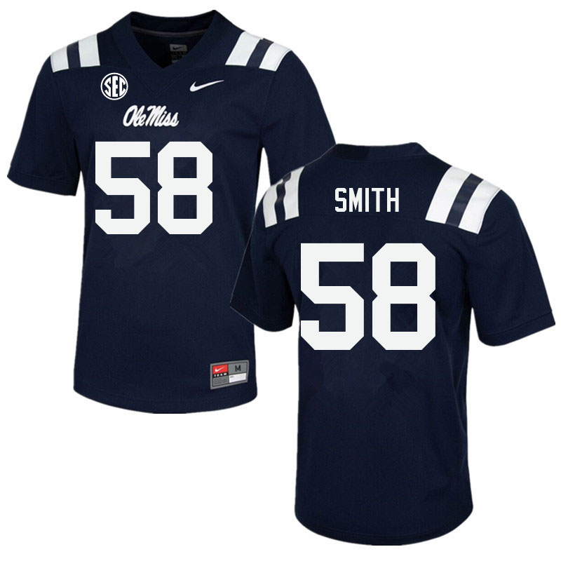 Men #58 Demarcus Smith Ole Miss Rebels College Football Jerseys Sale-Navy